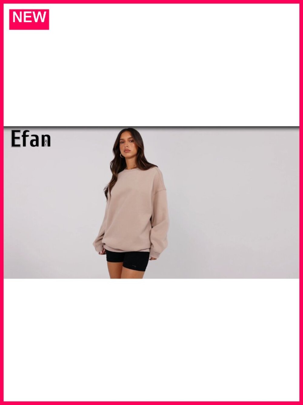 EFAN Womens Oversized Sweatshirt Crewneck Fleece Lined Pullover Top - Picture 4 of 5